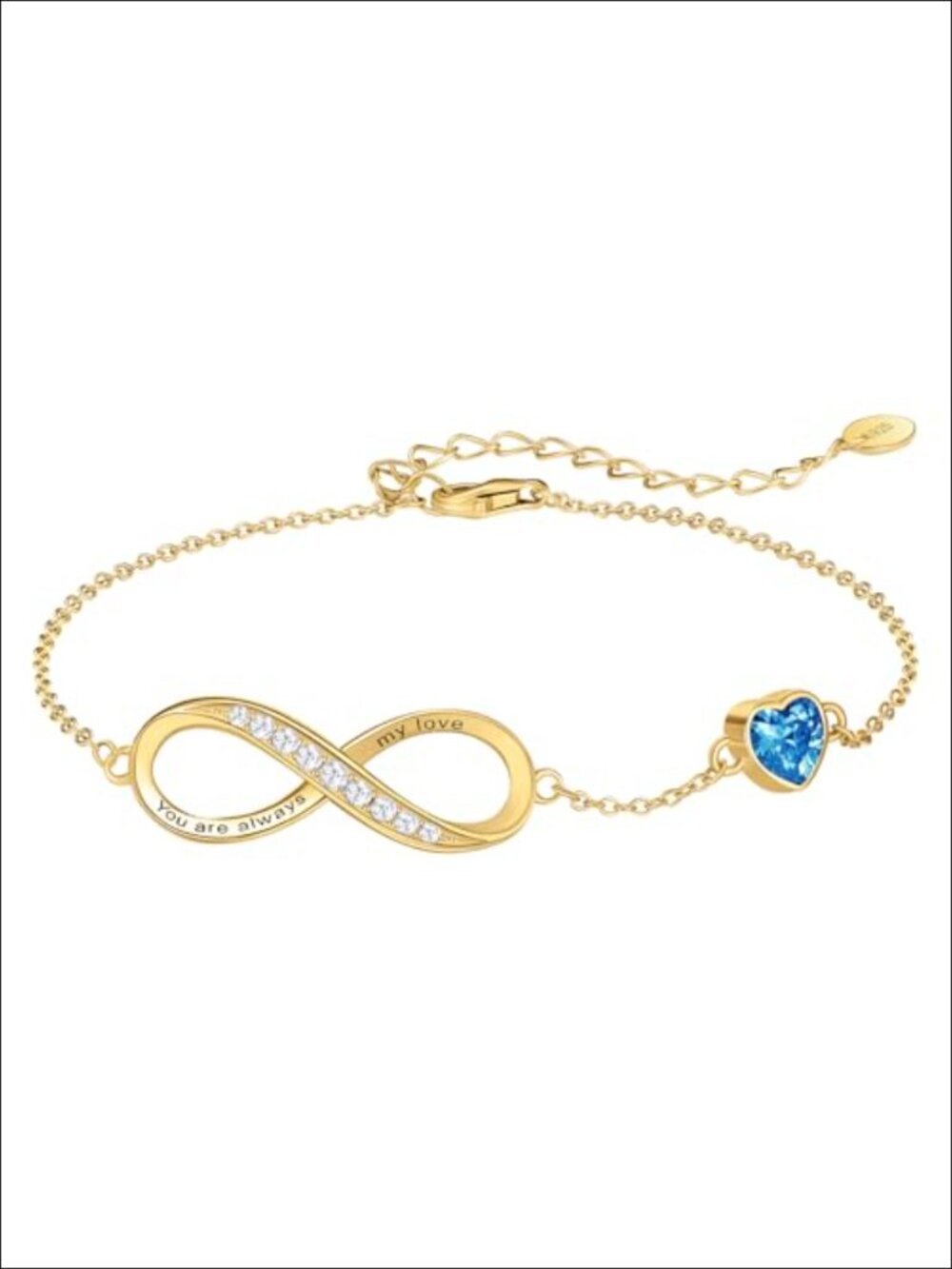 Infinity Link Charm Bracelet, 18K Gold Plated Sterling Silver, Adjustable